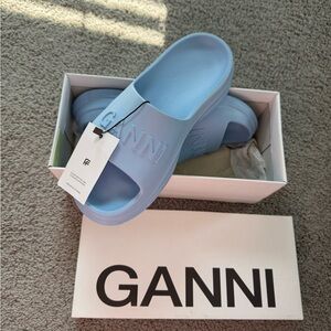 Ganni Powder Blue Slides